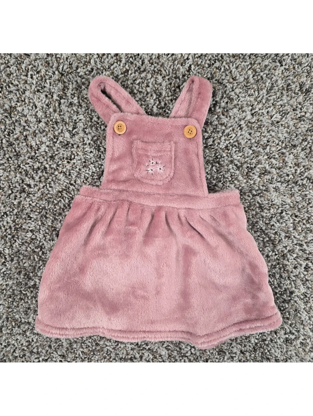 Kit & Pearl Baby Girls Sz 6-9M Jumper Fuzzy Furry Pink Embroidered